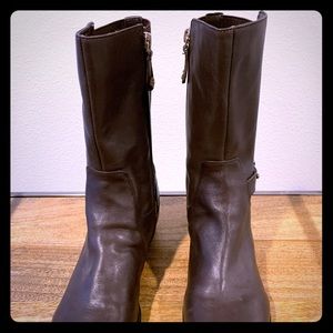 Isaac Mizrahi Live Mid Calf Leather Riding Boots